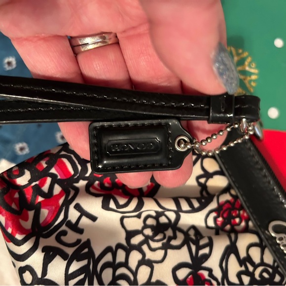 EUC Coach Floral Print Wristlet - Black and Red - Picture 4 of 5